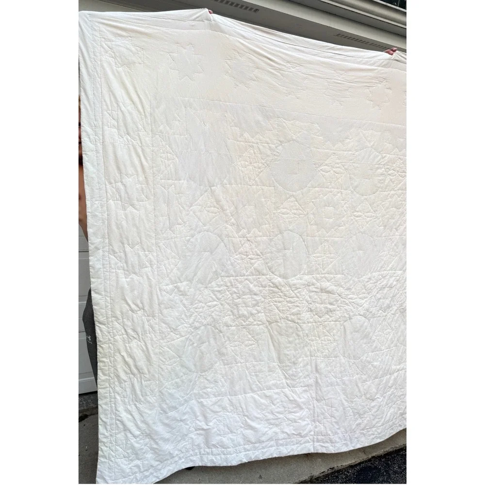 Vintage Americana Star Quilt – Patriotic Red White & Blue Patchwork – Full/Queen